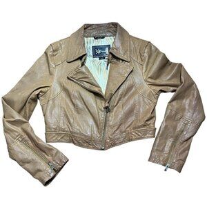 Aritzia Mackage Cropped Leather Moto Jacket Women Size Medium